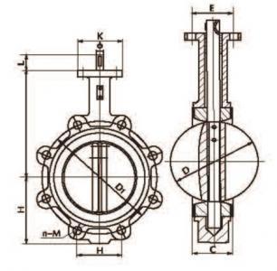 Cast iron lug type butterfly valve