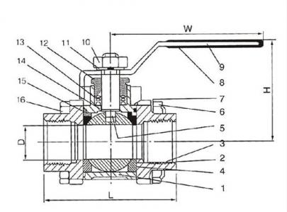 Three pieces ball valve