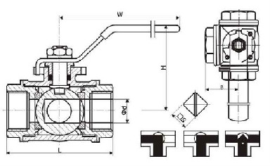 Q14F Q15F thread 3 way ball valve