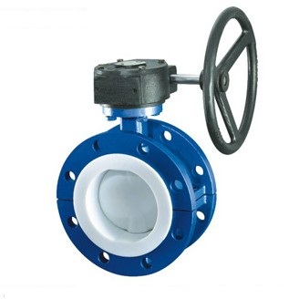Double flanged PTFE lined butterfly valve