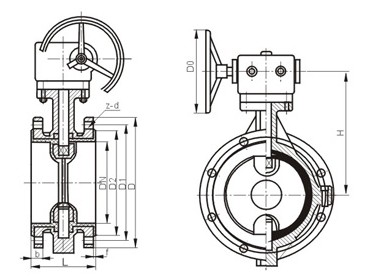 Double flanged PTFE lined butterfly valve