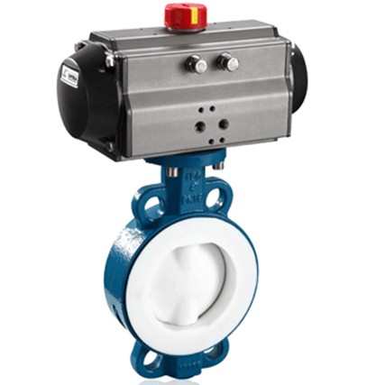 Pneumatic PTFE lined butterfly valve