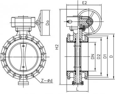 Flange type rubber seat butterfly valve