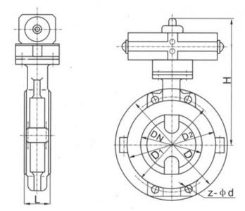 Pneumatic PTFE lined butterfly valve