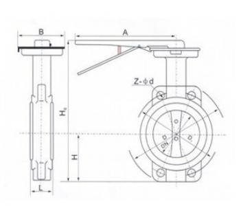 D71J Wafer rubber lined butterfly valve