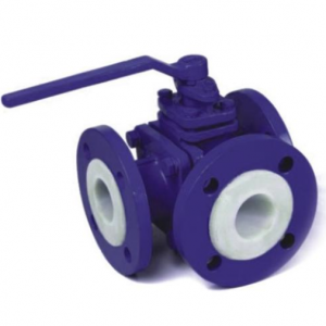 PTFE Lined three way ball valve