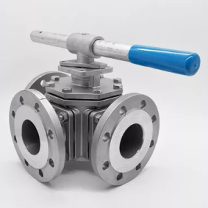 Flange end three way ball valve