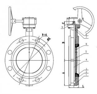 Gear operated U type butterfly valve