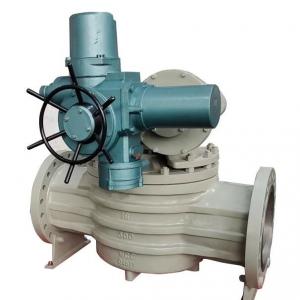 Electrical actuator actuated plug valve