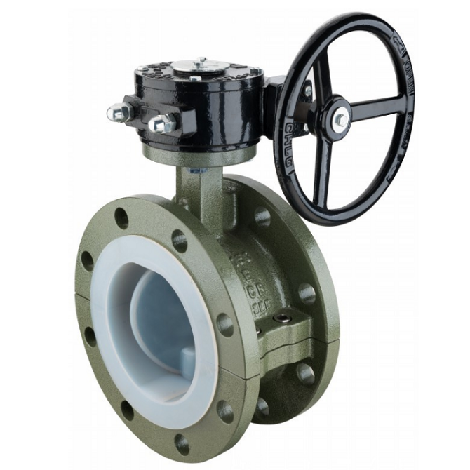 Flanged teflon lined butterfly valve
