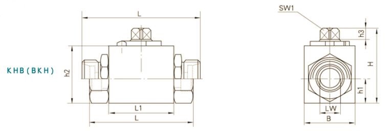 BHK High pressure threaded end hydraulic valve dimension