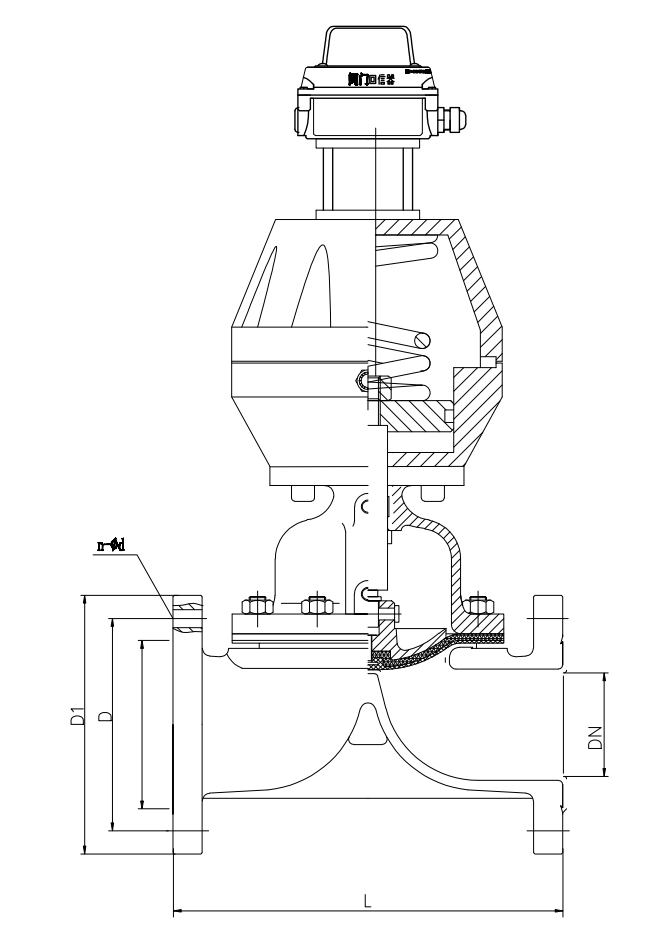 CPVC UPVC Pneumatic Diaphragm Valve dimension