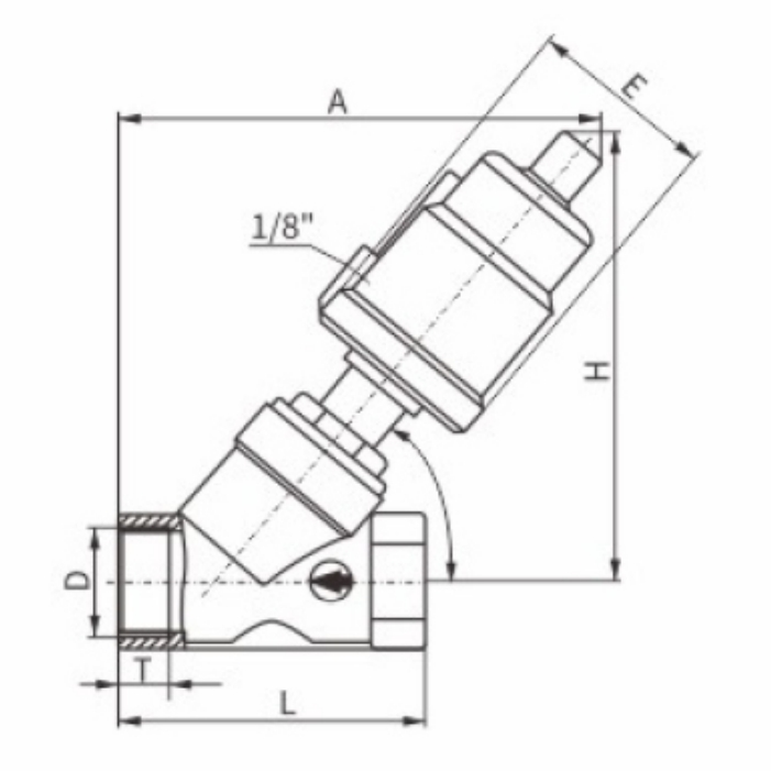  Pneumatic thread end angle seat valve specification